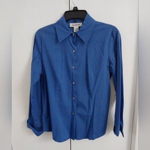 Alfani Woman's Long Sleeved Blouse - Blue Size 10